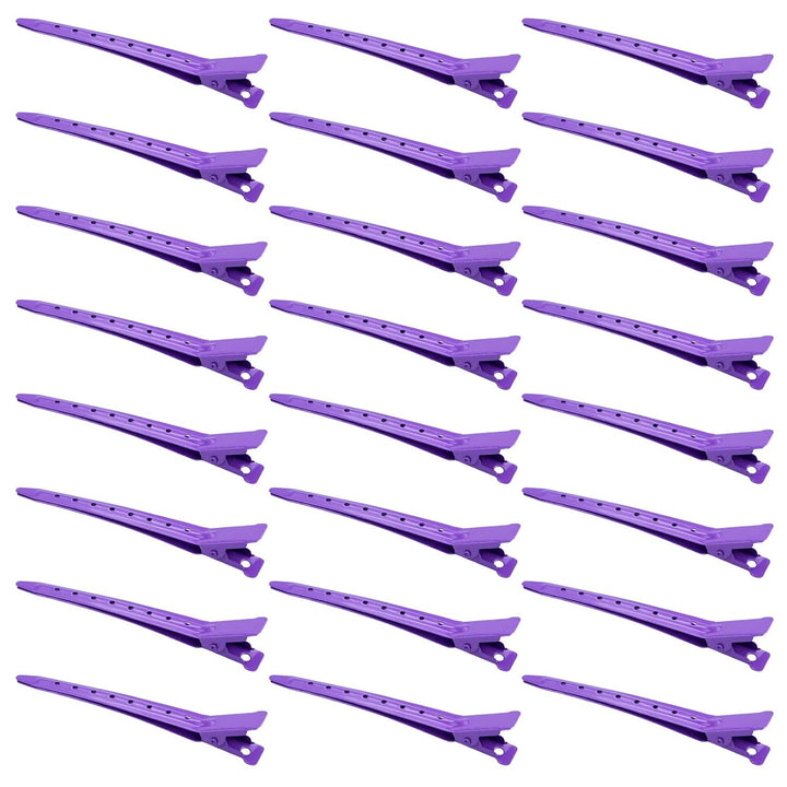 24 Packs Duck Bill Clips,  3.5 Inches Rustproof Metal Alligator Curl Clips with Holes for Hair Styling, Hair Coloring, Silver