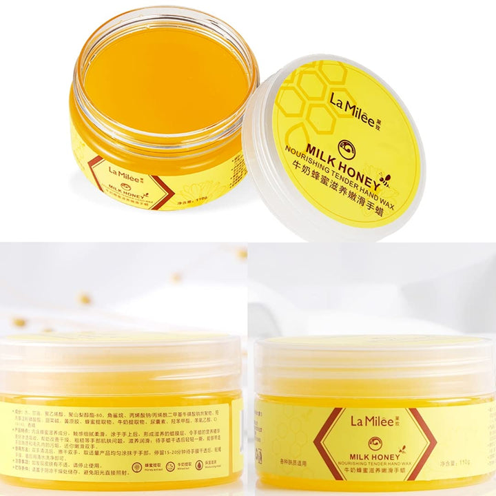 Hand Mask Milk Honey Peel off Hand Wax Moisturizing Hydrating Nourishing Exfoliating Hand Film Hands Care Paraffin110G