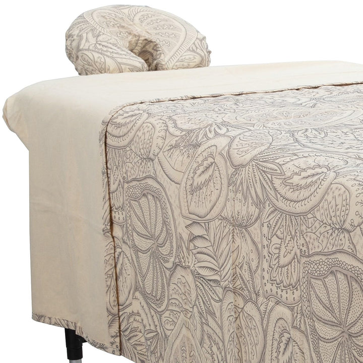 Forpro Premium Flannel 3-Piece Massage Sheet Set for Massage Tables, Includes Flat, Fitted Sheet, and Fitted Face Rest Cover, Natural