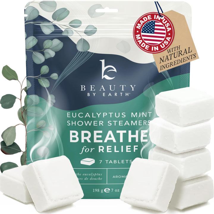 Shower Steamers Aromatherapy - USA Made with Natural Ingredients & Eucalyptus Essential Oil, Christmas Stocking Stuffers for Men & Women, Large Shower Bombs, White Elephant Relaxation Spa Gifts