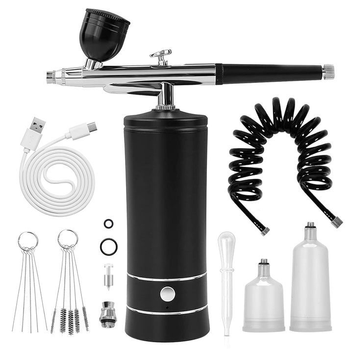 Airbrush Kit Air Brush Kit with Airbrush Compressor Nail Charms Wireless Air Brush for Barber, Nail Art, Cake Decor, Makeup, Model Painting (Pink)