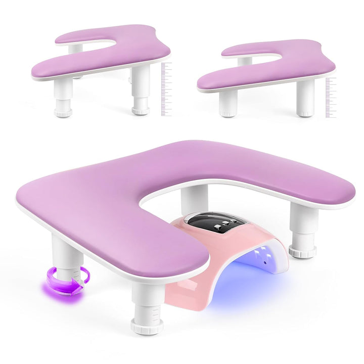 Arm Rest for Nails Tech - U-Shaped Manicure Nail Hand Rest Pillow Cushion, Big Microfiber Leather Nail Arm Rest Stand for Acrylic Nail Art Tech (Pink)