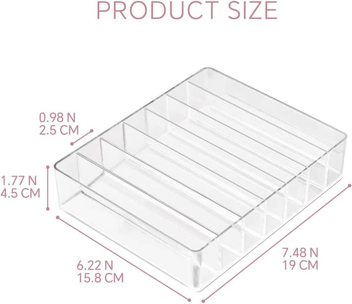 Makeup Organizer for Eyeshadow Palette and Lipstick Organizer, 7 Section Divided Makeup Palette Organizer for Vanity Drawer Countertop Modern Cosmetics Storage(7.48" X 6.22" X 1.77")