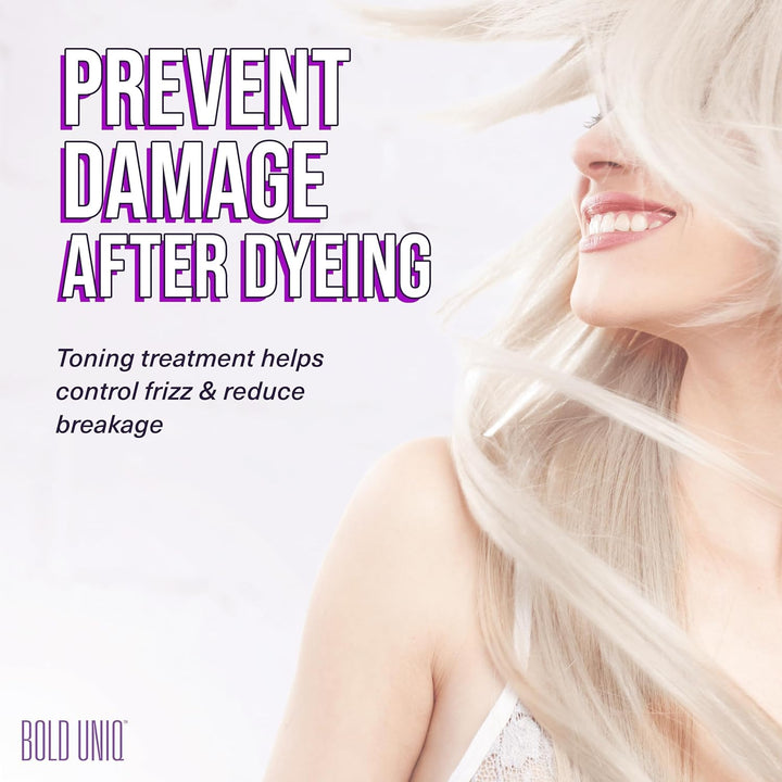 Purple Hair Mask - Toner for Blonde, Platinum, Bleached, Silver, Gray, Ash & Brassy Hair - Remove Yellow Tones & Condition Dry, Damaged Hair - Cruelty Free & Vegan - 6.76Oz