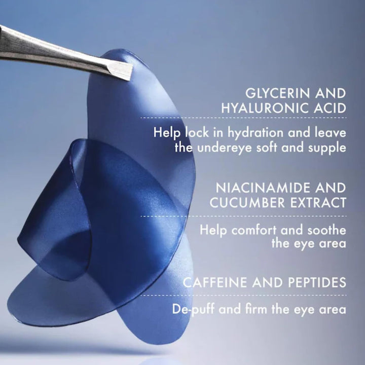 Jet Lag under Eye Patches - Hydrating & Depuffing Hydrogel Eye Masks with Caffeine & Peptides to Soothe & Refresh the Undereye Area (6 Pairs)