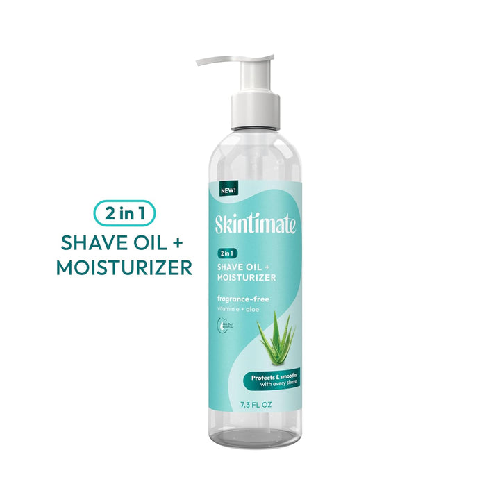 2-In-1 Shave Oil & Moisturizer, Fragrance Free, 7.3Oz | Shaving Oil, after Shave for Women Bikini Area Moisturizer with Vitamin E and Aloe, Shaving Cream Alternative, 7.3 Fl Oz