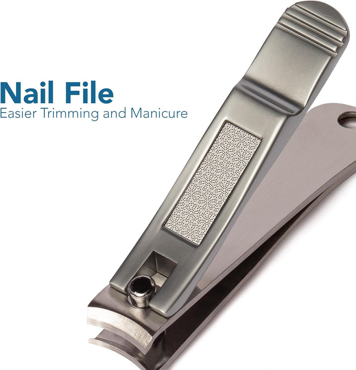 Ultra Sharp Nail Clippers Set - 2 Pack Stainless Steel Fingernail & Toenail Trimmers with Built-In Nail File for Women & Seniors (Silver)