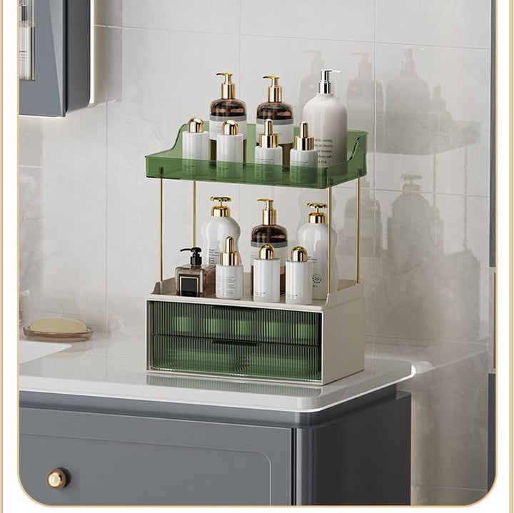 5 Tiers Bathroom Counter Organizer - 3 Drawers Makeup Organizer, Cosmetic Storage Drawer for Dresser Countertop and Bathroom Vanity for Large Skincare, Perfume, Clear