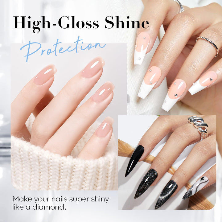Natural Top Coat Nail Polish – Clear, Quick Dry, Long Lasting, Glossy Shine, Air Dry Formula, Smooth Finish, Nail Lacquer for Manicure & Nail Art, Salon-Quality