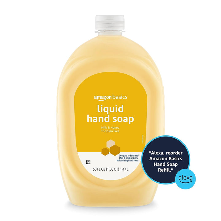 Liquid Hand Soap Refill, Milk and Honey Scent, Triclosan-Free, 50 Fluid Ounces, Pack of 1