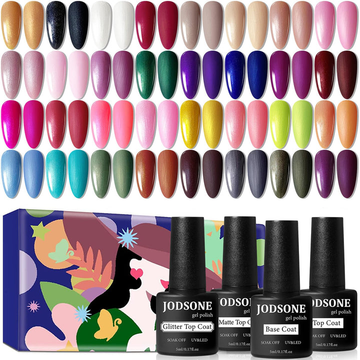 36 PCS Gel Nail Polish Set-32 Colors Gel Polish Kit Base Coat Glossy Matte and Glitter Top Coat Nail Polish Set Green Blue Red Pink Collection Gifts for Women
