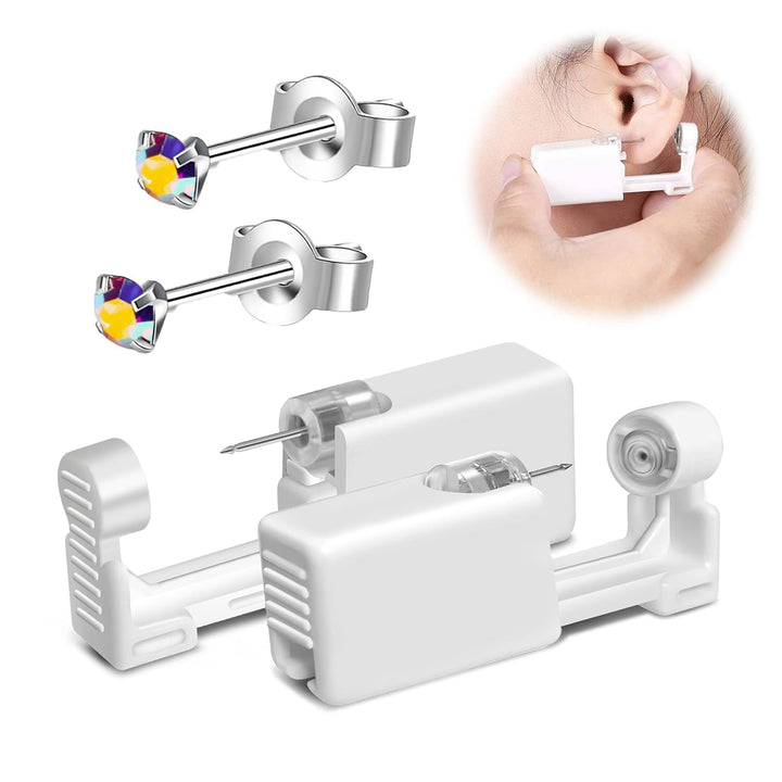 2 Pack Disposable Ear Piercer Safe Piercing Ear at Home Self Use Ear Piercing Gun Kit for Girl Women with Sterilized Ear Stud（205#）