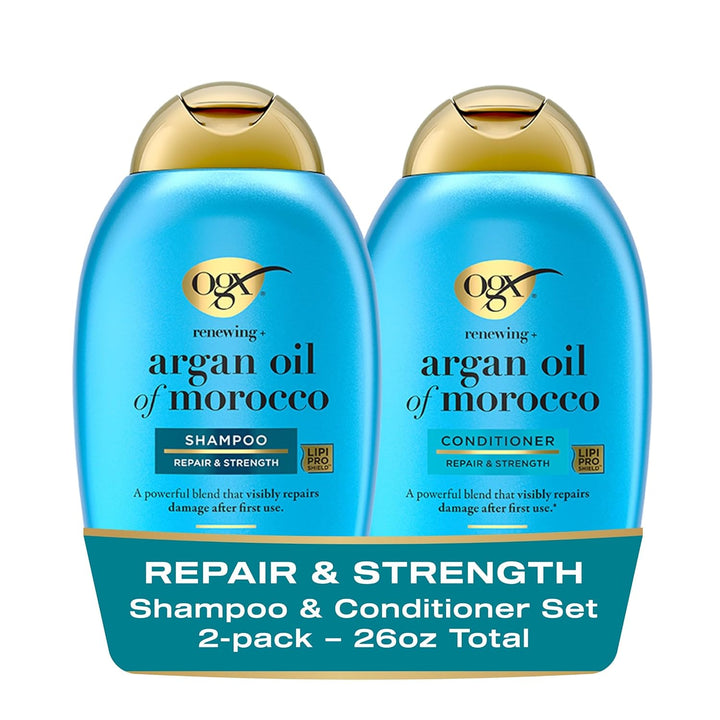 Renewing + Argan Oil of Morocco Shampoo & Conditioner Set, Damage Repairing Shampoo & Conditioner Helps Strengthen & Repair Dry, Damaged Hair, Sulfate-Free Surfactants, 13 Fl. Oz, 2 Pack