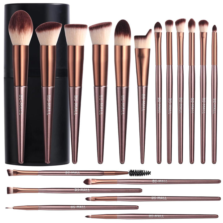 Makeup Brush Set 18 Pcs Premium Synthetic Foundation Powder Concealers Eye Shadows Blush Makeup Brushes with Black Case