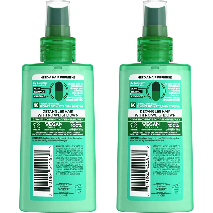 Fructis Pure Clean Detangler + Air Dry Spray, 5.0 Fl Oz, 2 Count (Packaging May Vary)