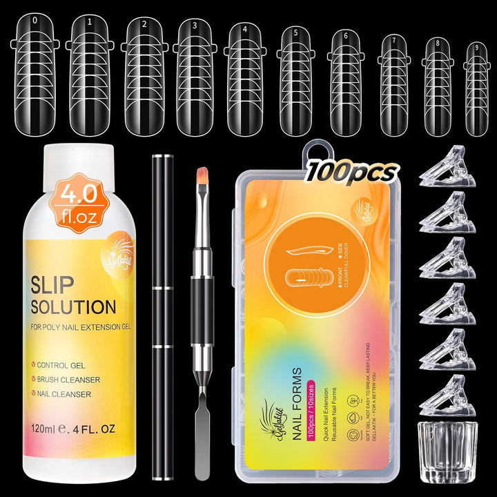 Nail Dual Forms for Poly Gel, 288PCS French Nail Forms, 8 Shapes, 12 Sizes Clear Poly Gel Nail Molds for DIY Nails Extension Kit for Salon-Quality Manicures at Home