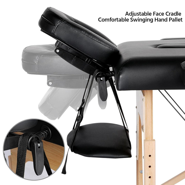 Massage Table Portable Lash Beds Spa Bed Massage Couch Foldable Spa Tables Adjustable 2 Fold with Non-Woven Bag 24 Inch, Black