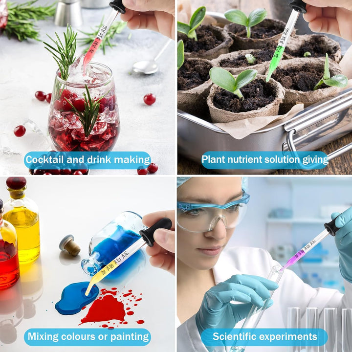 8 Pack Glass Pipette Dropper, Ear and Eye Dropper Bent & Straight Tips, 1 Ml Droppers for Essential Oils, Lab, Crafts, Measuring and Transferring a Variety of Liquids