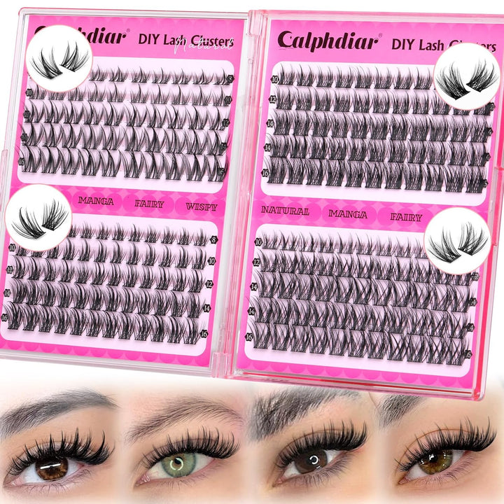 Eyelash Clusters 30D+40D+50D+60D+80D+100D Lash Clusters Wispy Individual Lashes 476PCS D-Curly Lash Extension 10-16MM Natural Lashes Clusters DIY Cluster Eyelash Extensions for Beginners