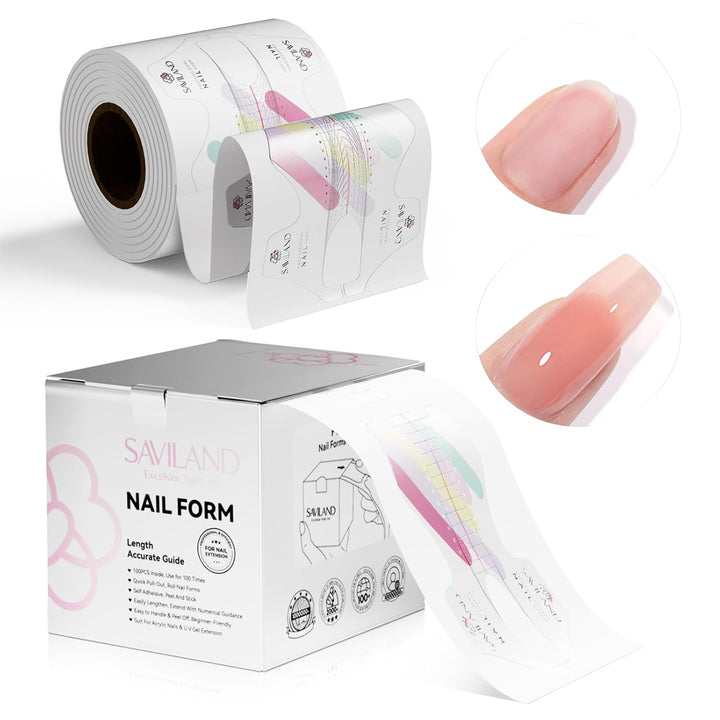 Long Length Reusable Nail Forms: Super Sticky Duable Poly Gel Nail Forms Sturdy Nail Extension Forms Paper Nail Forms Self-Adhesive Nail Model Stencils for Acrylic Nails Builder Nail Gel