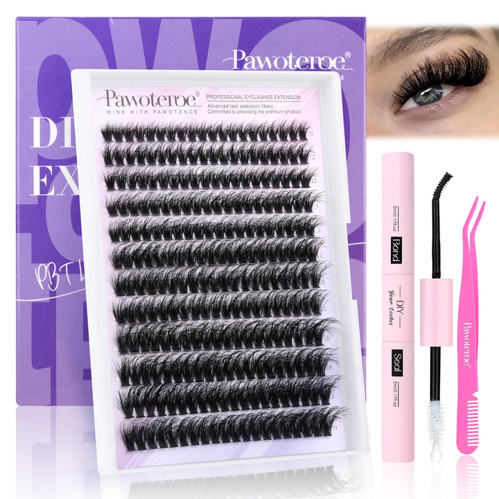 Lash Extension Kit DIY 280Pcs Lash Clusters Eyelash Extension Kit, 9-16Mm 30D 40D Individual Lashes Kit with Lash Bond and Seal, Lash Tweezers for Self Use (30D&40D, 0.07D, 9-16Mm, Kit)
