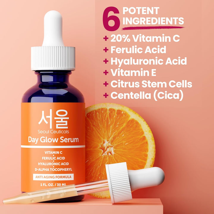 Korean Skin Care 20% Vitamin C Hyaluronic Acid Serum + CE Ferulic Acid - Potent anti Aging Vit C, anti Wrinkle K Beauty Skincare 1Oz