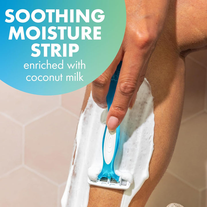 Soleil 4 Women'S Disposable 4 Blade Razors, Flexible Blades and Rubber Grip Handle, 7-Pack