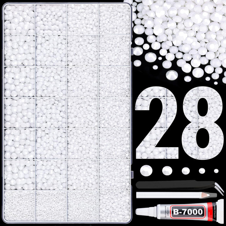 6100Pcs Resin Rhinestones for Crafting with 2Pcs 10Ml B7000 Jewelry Glue, 1 Box Flatback Crystals Diamond (Clear) for Bedazzling Crafts DIY Nail Art Non Hotfix Gems for Clothing Shoes Tumblers