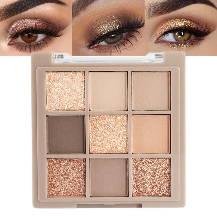 Neutral Nude Brown Smokey Eye Shadow Palette,Rose Gold Bronze Naked Cream Eyeshadow Palette Makeup,Natural Eyeshadow for Eyes Long Lasting Naturing-Looking
