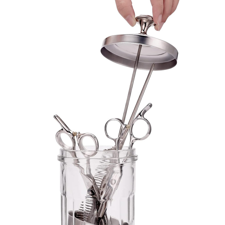 Disinfectant Sterilizer Jar - Durable Glass for Nail Tools and Barbershop Hair Stylist Tools (50 Oz /1500Ml)