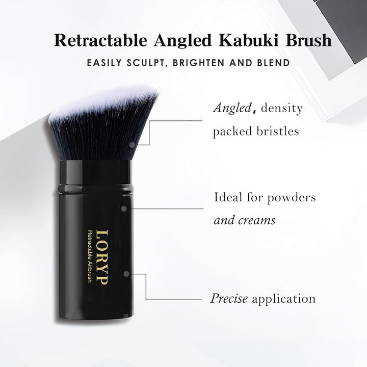 Retractable Makeup Brush Black Kabuki Foundation Brush for Liquid Cream and Powder Makeup 2 Pack Travel Makeup Brush Set