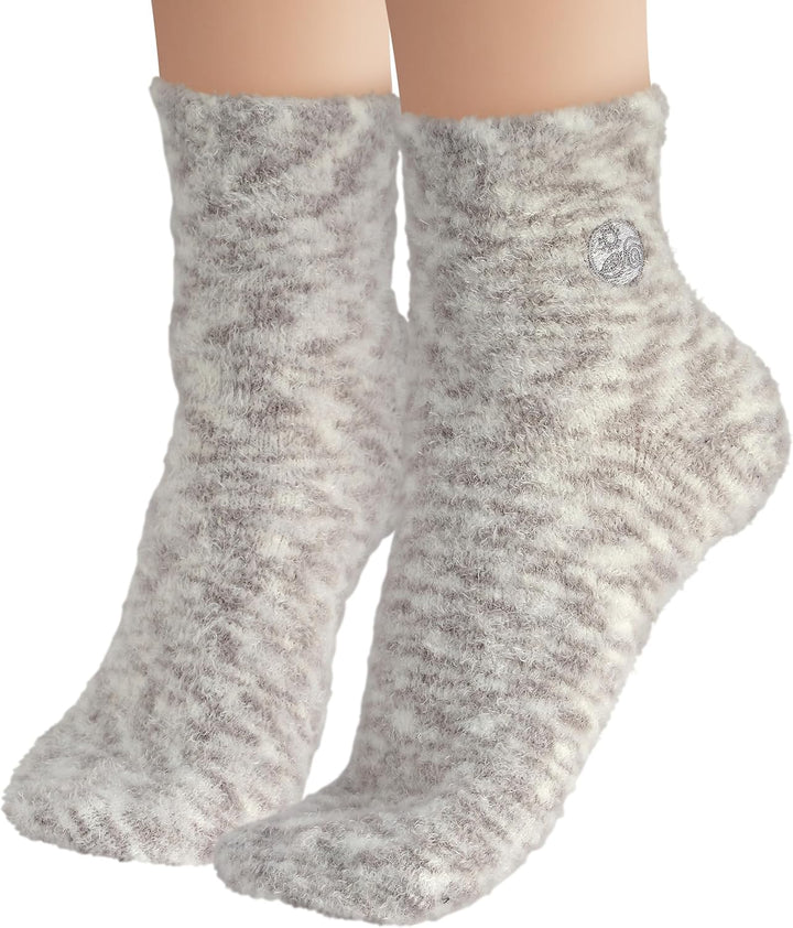 Aloe Socks – Infused W/Aloe Vera & Vitamin E – Helps Dry Feet, Cracked Heels, Calluses – Use with Lotion – Grey/Confetti (2 Pairs)