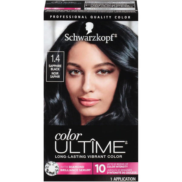 Color Ultime Hair Color, 1.4 Sapphire Black, 1 Application - Permanent Black Hair Dye for Vivid Color Intensity and Fade-Resistant Shine up to 10 Weeks