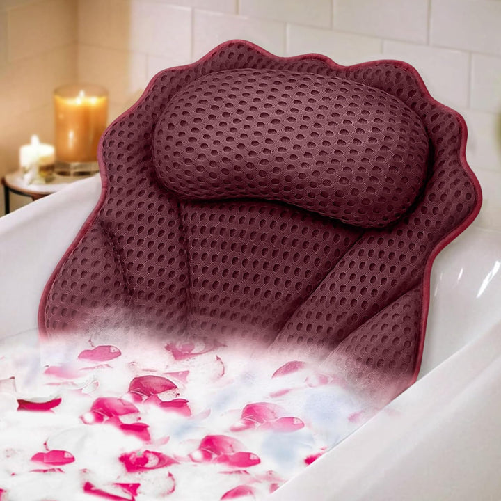 Bath Pillow  Ergonomic Luxury Bathtub Pillow with Head,Neck, Shoulder and Back Support, 4D Bath Pillows for Tub with 6 Powerful Suction Cups, Fits All Bathtub