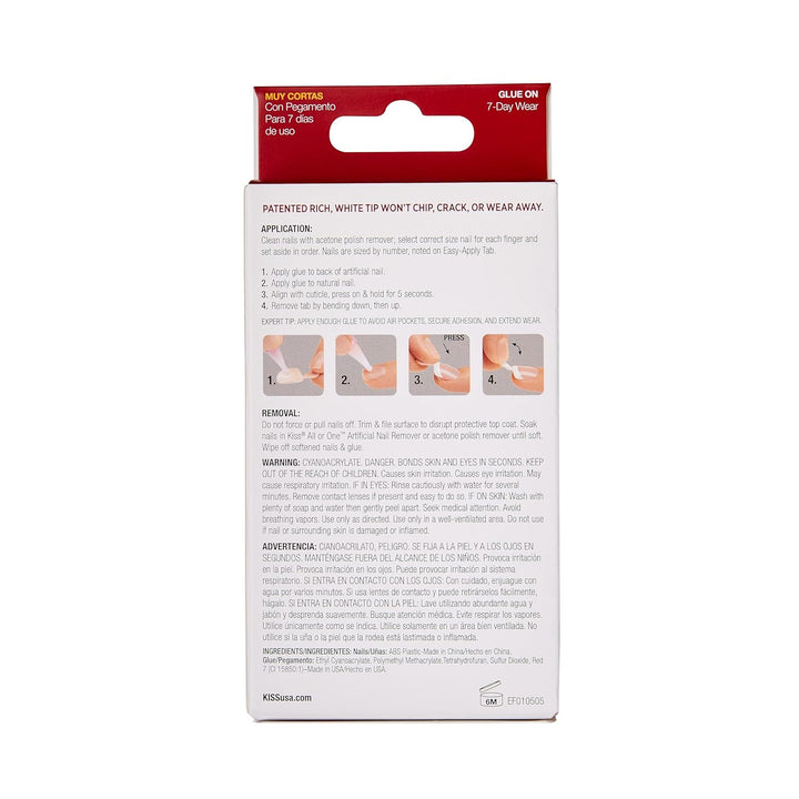 Everlasting French Nail Manicure, Chip-Free with Flexi-Fit Technology, Real Short, "Endless", Nail Kit with Pink Nail Glue (Net Wt. 2 G / 0.07Oz.), Mini File, Manicure Stick, and 28 Fake Nails