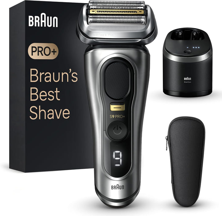 Series 9 PRO+ Electric Razor for Men, 5 Pro Shave Elements & Precision Long Hair Trimmer, 6In1 Smartcare Center, Wet & Dry Electric Razor for Smooth Skin with 60Min Battery Runtime, 9567Cc