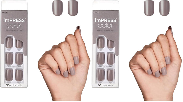 KISS  No Glue Mani Press on Nails, , 'All Black', Black, Short Size, Squoval Shape, Includes 30 Nails, Prep Pad, Instructions Sheet, 1 Manicure Stick, 1 Mini File