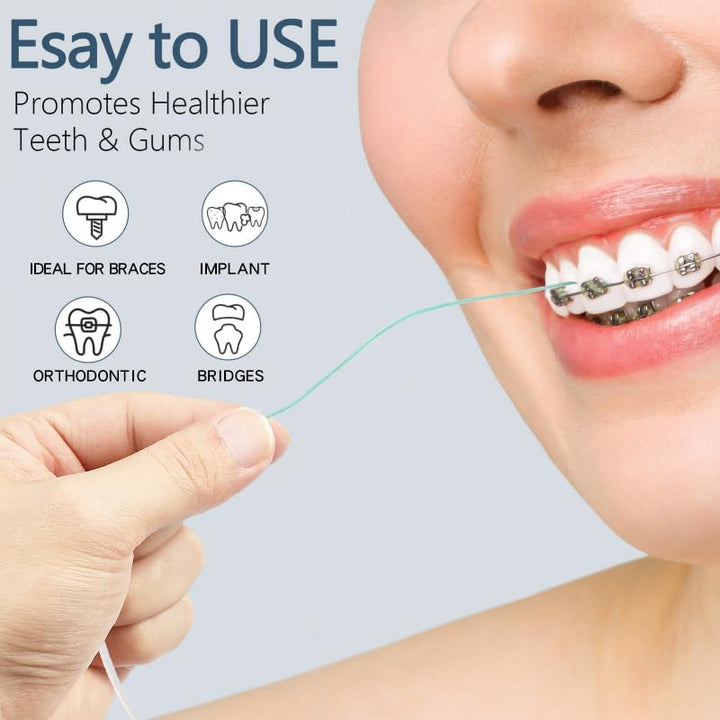 840D Fluffy Floss Threaders,Deep Clean Dental Floss for Braces, Bridges, and Implants,Super Floss Pre-Cut (100 Count (Pack of 2))