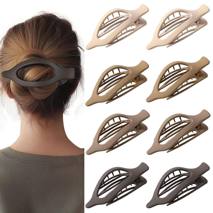 8 Pack Flat Hair Clips for Women,Matte No Crease Flat Claw Clips, Large Strong Hold Barrettes for Thick & Thin Hair, French Duckbill Styling Accessories