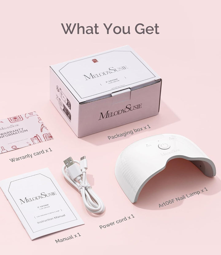 UV Nail Lamp, ART06F UV Light for Gel Nails, Nail Dryer with 2 Timer, Fast Curing Gel Nail Polish Nail Art Tools for Desk and Handheld Use, Starter-Friendly Mini Manicure Accessories-White