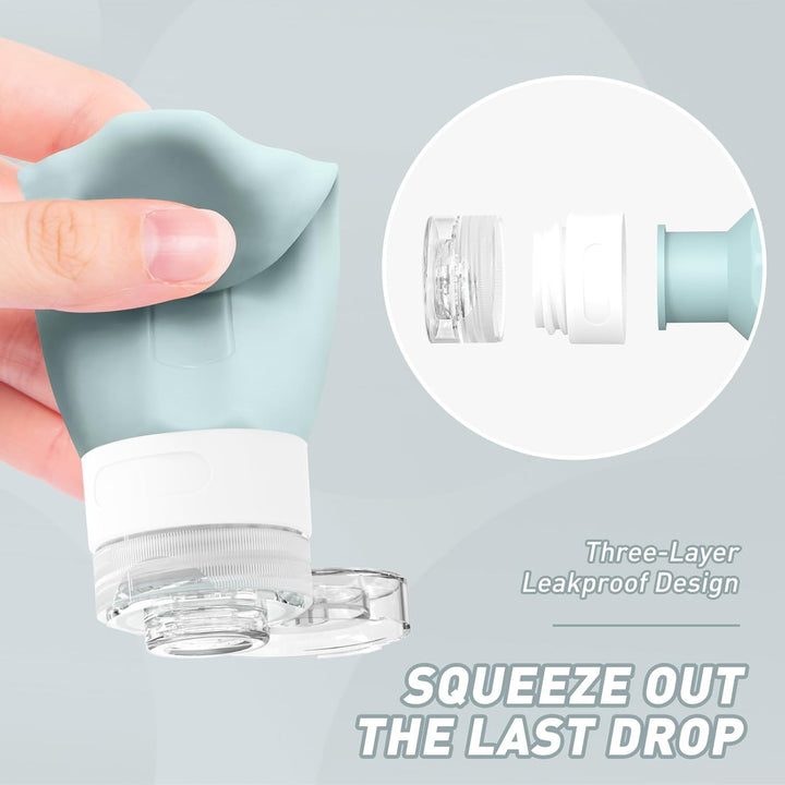 Travel Bottles for Toiletries, Tsa Approved 3Oz Travel Size Containers, Leak Proof Silicone Squeezable Containers for Toiletries, BPA Free Refillable Essentials for Shampoo Conditioner Gray