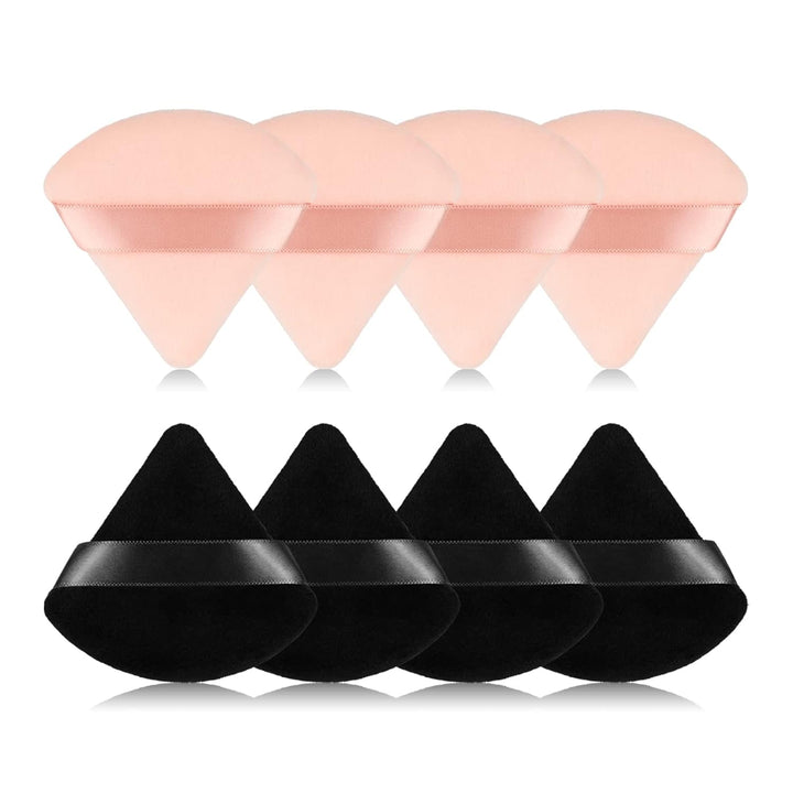 8Pcs of Triangular Powder Puff Makeup Sponges, Made of Super-Soft Velvet, Designed for Contouring, Eye, and Corner, Beauty Blender Foundation Mixing Container.(Black)