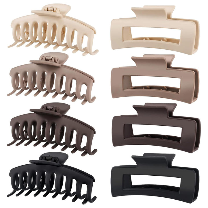 8 Pack Big Hair Claw Clips for Women Large Claw Clip for Thin Thick Curly Hair 90'S Strong Hold 4.33 Inch Nonslip Matte Jumbo Hair Clips (8 Pcs)