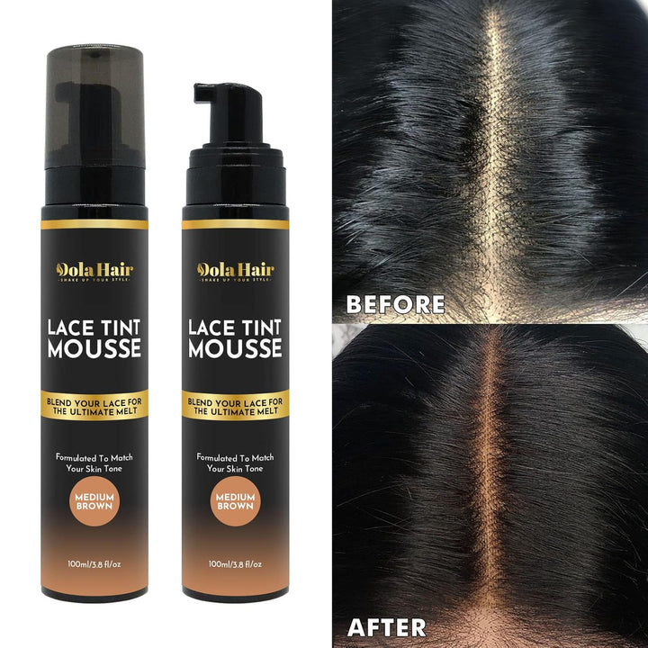 Lace Glue Kit - Complete Set with Lace Tint Mousse, Wig Installation & Melting Spray(Medium Brown)