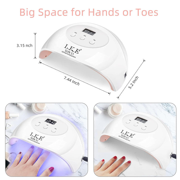 UV LED Nail Lamp,  Nail Dryer 72W Gel Nail Polish Curing Lamp UV Nail Lamp LED Nail Lamp for Gel Nail Polish Kit Nail Light Nail Art Accessories White