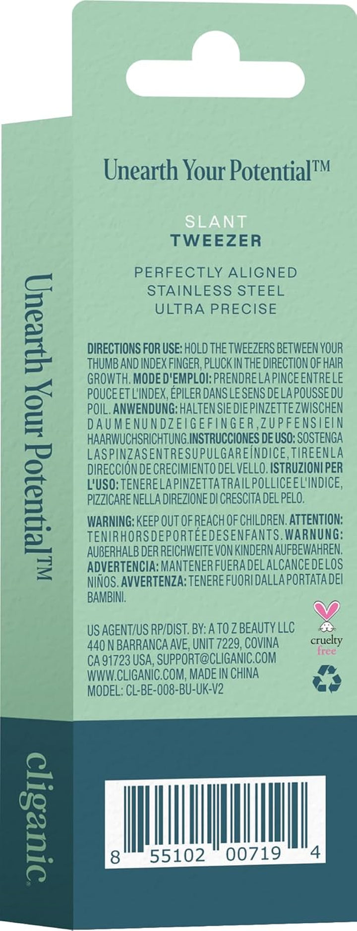 Professional Eyebrow Tweezers Slant Tip (Blue) - Precision for Men & Women, Stainless Steel Best for Plucking Chin Facial Hair