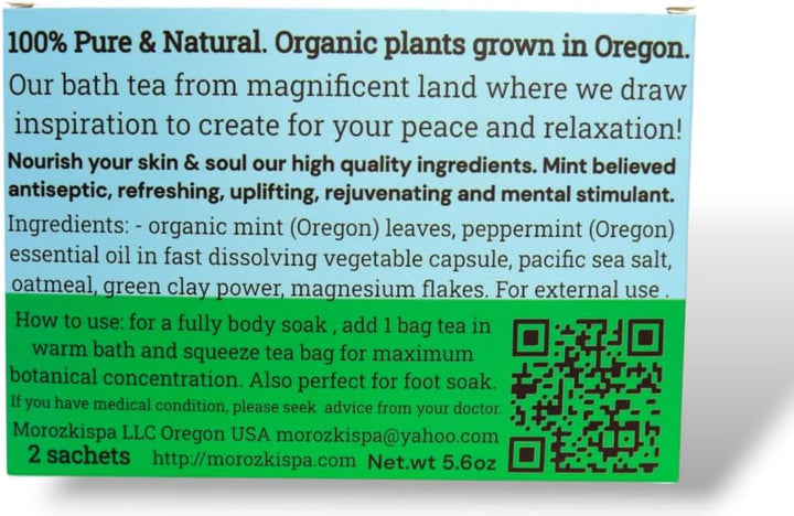 Bath Tea Mint River Mess Free/Made in USA Oregon/Bath Soak/100% Natural and Pure, Organic/Bathtub Tea for Men & Women/Foot Soak/Shower Steamers/Gift for Her, Him, Selfcare