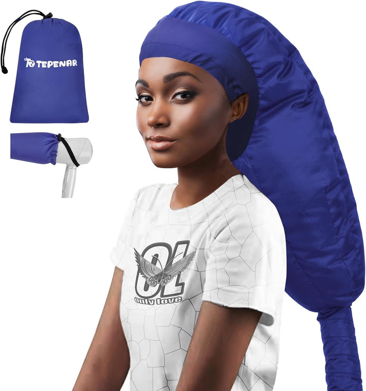 Hair Dryer Bonnet Attachment: Upgraded Extra Large Hooded Dryer Adjustable Hair Dryer Caps - Easy to Use for Natural Curly Textured Hair Care Styling Fast Drying - Black