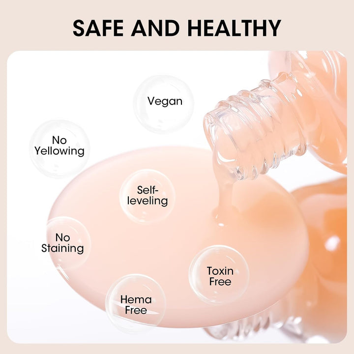 Clear Nail Polish Ridge Filling Base Coat, Nail Strengthener and Growth, Ridge Filler for Nails, Hydrate Strengthen Nourish Damaged Dry Natural Nails, Shea Butter & Vitamin E & Protein Formula