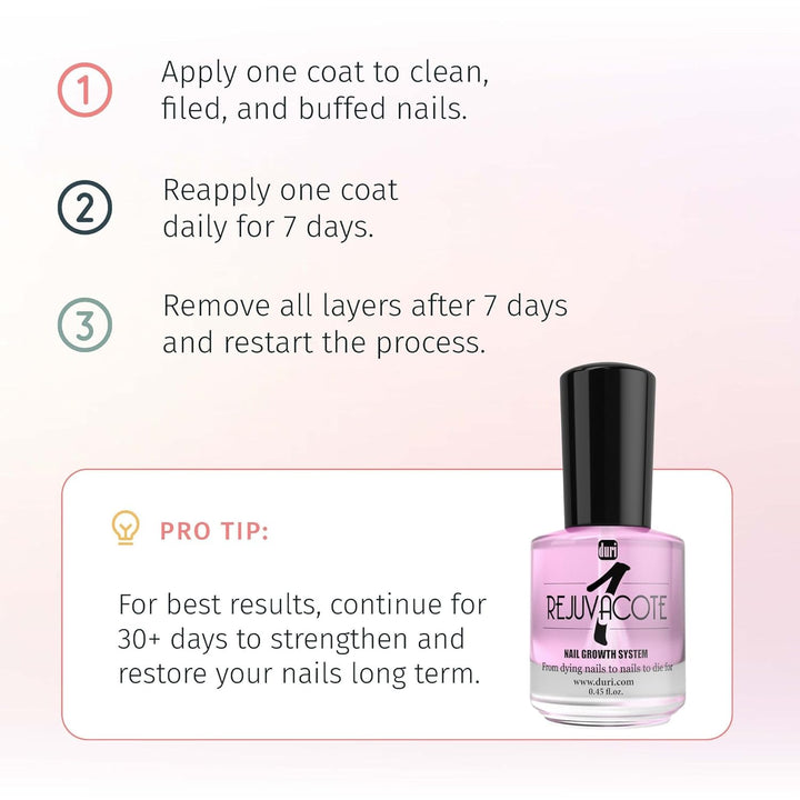 Rejuvacote 1 Original Maximum Strength Nail Growth System Base, Top Coat - Nails Hardening, Repair, Chipping, Strengthen, Breaking and Brittle Treatment, by  Cosmetics (Pack of 1)